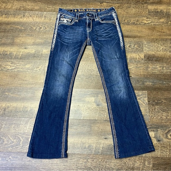 Rock Revival Y2K Royal Boot Cut Low Rise Jeans Women's 28x29 Bling Altered - Picture 3 of 11